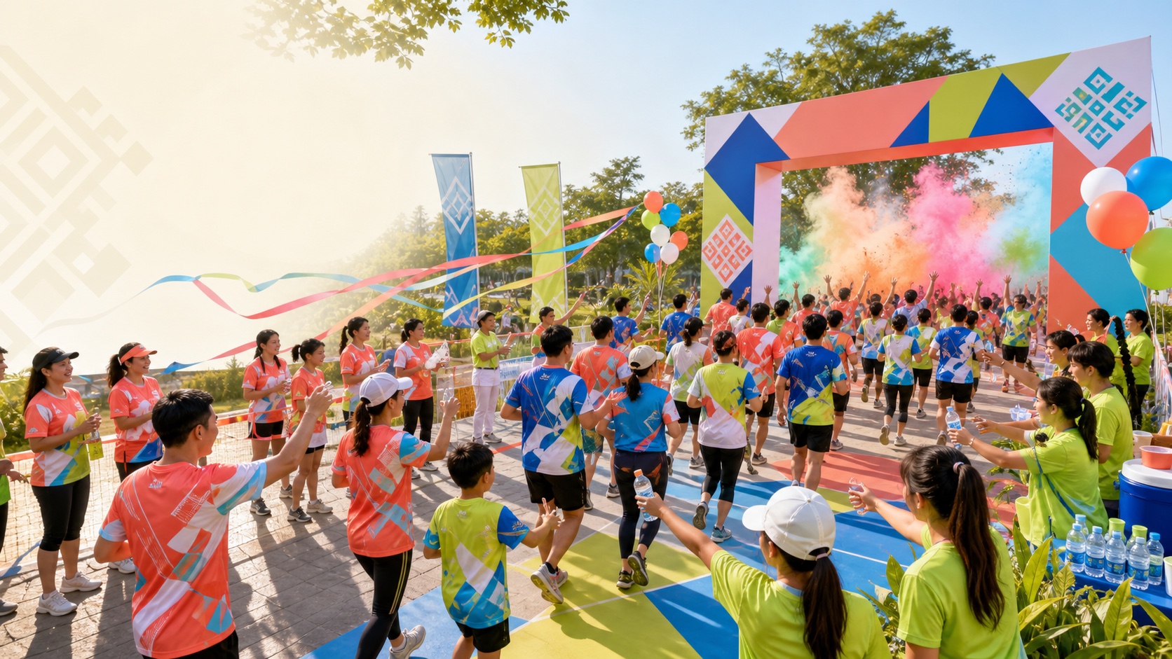 ภาพประกอบงานวิ่งสำหรับครอบครัวในสวนสาธารณะ