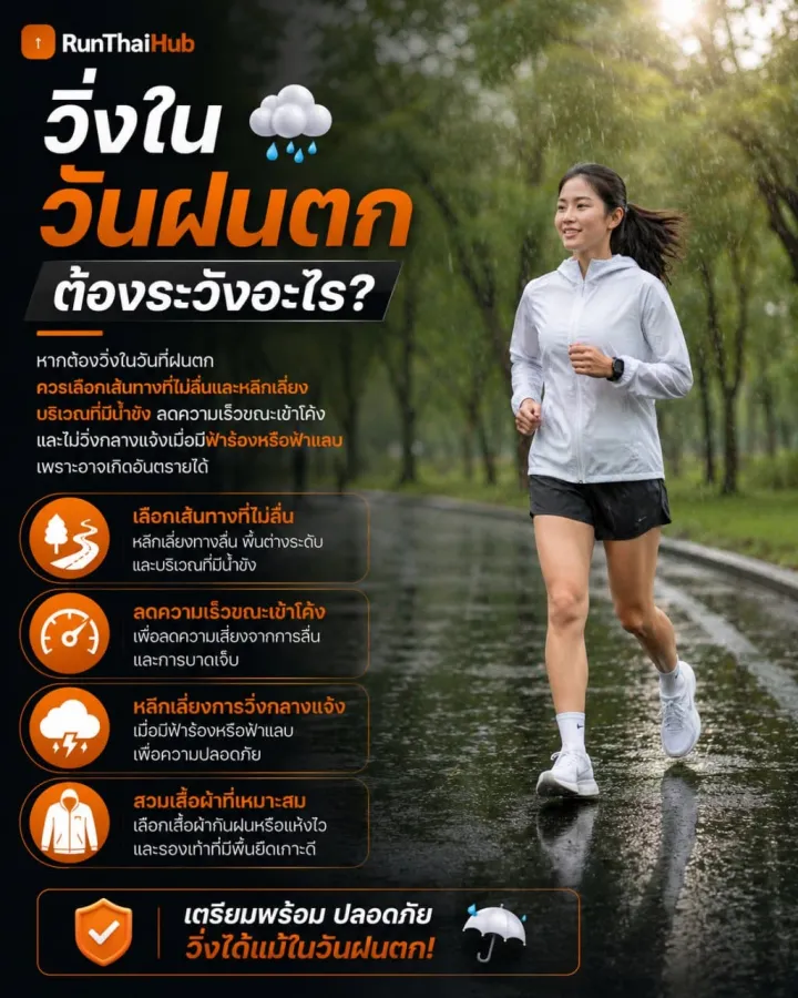 อินโฟกราฟิกแนะนำข้อควรระวังเมื่อวิ่งในวันฝนตก
